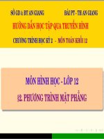 TOÁN 12 - PHƯƠNG TRÌNH MẶT PHẲNG