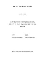 Quản trị chi phí dịch vụ logistics tại công ty cổ phần giao nhận kho vận hải dương   