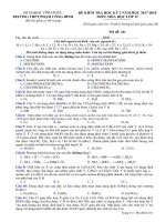 đề đáp án môn hóa học 12 thi học kì 2 năm học 20172018 thpt phạm công bình