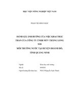 Đánh giá ảnh hưởng của việc khai thác than của công ty tnhh mtv thăng long tới môi trường nước tại huyện hoành bồ, tỉnh quảng ninh   