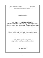 Tóm tắt Luận văn Thạc sĩ Luật hiến pháp và Luật hành chính: Vai trò của Tòa án nhân dân trong thi hành án hình sự - từ thực tiễn Tòa án nhân dân hai cấp ở tỉnh Tuyên Quang