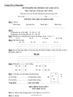 Đề thi kiểm tra định kỳ giữa học kỳ II môn: Toán lớp 1 (năm học 2011 - 2012) trường TH số 1 Đồng Hợp