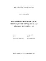 Phát triển nguồn nhân lực tại các trường dạy nghề trên địa bàn huyện đông anh, thành phố hà nội   