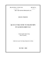 Tóm tắt Luận văn Thạc sĩ Quản lý công: Quản lý nhà nước về thanh niên ở tỉnh Cao Bằng hiện nay