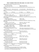 TRẮC NGHIỆM TÍNH CHẤT HÓA HỌC CÁC CHẤT VÔ CƠ