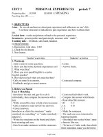 Bài soạn môn học Tiếng Anh 11 - Uint 2: Personal experiences - Lesson 1: Speaking