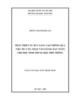 Phát triển tư duy sáng tạo thông qua việc đưa ma trận vào giảng dạy toán cho học sinh trung học phổ thông 