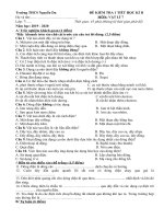 ĐỀ KIỂM TRA 1 TIẾT HỌC KÌ 2 VẬT LÍ 7