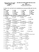 ĐỀ KSNN LẦN 1 NĂM 16-17 TIẾNG ANH 7