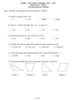 Kiểm tra định kì – Giữa học kì I năm học 2013 – 2014 môn Toán lớp 4
