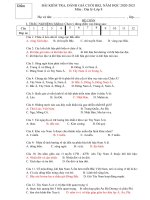 ĐỀ KIỂM TRA , ĐÁNH GIÁ CUỐI KÌ I, ĐỊA 8