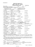 Đề thi học kỳ I môn Anh văn khối 11 - Mã đề 486