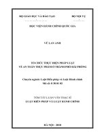 Tóm tắt Luận văn Thạc sĩ Luật Hiến pháp và Luật hành chính: Tổ chức thực hiện pháp luật về an toàn thực phẩm ở thành phố Hải Phòng