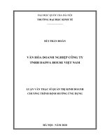 Văn hóa doanh nghiệp tại công ty TNHH daiwahouse việt nam 