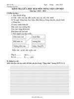 Kiểm tra giữa học kì II môn tiếng Việt lớp một năm học: 2012 - 2013