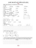 29 ĐỀ THI GIỮA KỲ I MÔN TOÁN LỚP 2