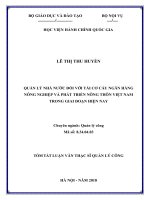 Tóm tắt Luận văn Thạc sĩ Quản lý công: Quản lý nhà nước đối với tái cơ cấu Ngân hàng Nông nghiệp và Phát triển nông thôn Việt Nam trong giai đoạn hiện nay