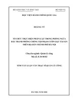 Tóm tắt Luận văn Thạc sĩ Quản lý công: Tổ chức thực hiện pháp luật trong phòng ngừa, đấu tranh phòng chống tội phạm cướp giật tài sản trên địa bàn thành phố Hà Nội