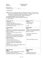 Bài soạn môn học Tiếng Anh 11 - Unit 8: Celebrations - Priod 44: Speaking