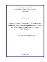 Nghiên cứu thực trạng cung   cầu bất động sản và đề xuất giải pháp quản lý hiệu quả thị trường bất động sản trên địa bàn thị xã an nhơn, tỉnh bình định 