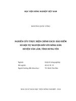 Nghiên cứu thực hiện chính sách bảo hiểm xã hội tự nguyện đối với nông dân huyện văn lâm, tỉnh hưng yên   