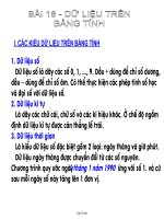 Bài giảng môn Tin học 11 - Bài 18: Dữ liệu trấn bảng tính