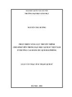 Phát triển năng lực thuyết trình cho sinh viên trong dạy học lịch sử việt nam ở trường cao đẳng du lịch hải phòng 