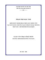 Kiểm soát nội bộ hoạt động huy động vốn tại ngân hàng TMCP ngoại thương việt nam  chi nhánh sở giao dịch 