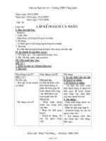 Giáo án môn Ngữ văn 11 - Lập kế hoạch cá nhân