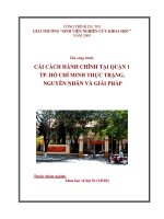 Cải cách hành chính tại quận 1 tp  hồ chí  minh thực trạng, nguyên nhân và giải pháp    công trình dự thi giải thưởng sinh viên nghiên cứu khoa học năm 2008  