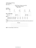 Kiểm tra giữa học kì II Môn: Toán Trường tiểu học Bản lang