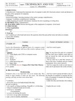 Giáo án English 10 - Unit 5: Technology And You - Lesson 1-2: A.Reading - Năm học 2012-2013