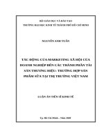 Tác động của marketing xã hội của doanh nghiệp đến các thành phần tài sản thương hiệu, trường hợp sản phẩm sữa tại thị trường Việt Nam