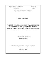 Tóm tắt Luận văn Thạc sĩ Quản lý công: Vai trò của Cơ quan điều tra Viện kiểm sát nhân dân tối cao trong phòng, chống tham nhũng ở Việt Nam hiện nay