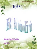 Bài giảng Toán 1 - Bài 81: Bài toán có lời văn