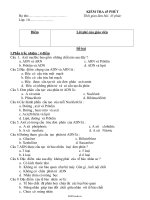Đề kiểm tra một tiết môn Sinh học Lớp 10