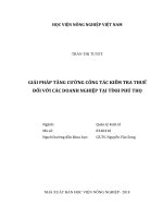 Giải pháp tăng cường công tác kiểm tra thuế đối với các doanh nghiệp tại tỉnh phú thọ   