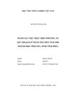 Đánh giá việc thực hiện phương án quy hoạch sử dụng đất đến năm 2020 thành phố vĩnh yên, tỉnh vĩnh phúc   