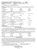 Đề kiểm tra 1 tiết môn: Anh văn - Trường THPT Xuân Trường