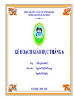 KẾ HOẠCH GIÁO DỤC THÁNG 6 NĂM HỌC 2019-2020 KHỐI MẪU GIÁO NHỠ B3