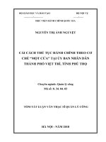 Tóm tắt Luận văn Thạc sĩ Quản lý công: Cải cách Thủ tục hành chính theo cơ chế một cửa tại Ủy ban nhân dân Thành phố Việt Trì, tỉnh Phú Thọ