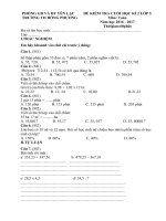 Đề kiểm tra cuối kì 2 - Môn Toán - Lớp 5 - Năm học 2016 - 2017