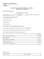 Nội dung ôn tập ở nhà môn Tiếng Anh lớp 4