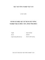 Đánh giá hiệu quả sử dụng đất nông nghiệp thị xã phúc yên, tỉnh vĩnh phúc   