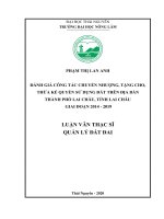 Đánh giá công tác chuyển nhượng, tặng cho, thừa kế quyền sử dụng đất trên địa bàn thành phố lai châu tỉnh lai châu giai đoạn 2014 2019 