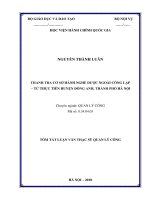 Tóm tắt Luận văn Thạc sĩ Quản lý công: Thanh tra cơ sở hành nghề dược ngoài công lập - từ thực tiễn huyện Đông Anh, thành phố Hà Nội