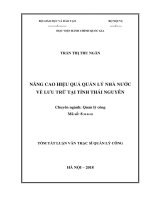 Tóm tắt Luận văn Thạc sĩ Quản lý công: Nâng cao hiệu quả quản lý nhà nước về lưu trữ tại tỉnh Thái Nguyên