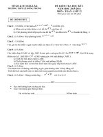 Đề kiểm tra học kỳ I – Năm học 2015 – 2016 – Môn Toán 12