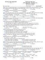 Đề kiểm tra học kì I môn Hoá, lớp 10 nâng cao - Mã đề 209