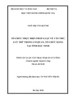 Tóm tắt Luận văn Thạc sĩ Quản lý công: Tổ chức thực hiện pháp luật về văn thư, lưu trữ trong cơ quan, tổ chức Đảng tại tỉnh Bắc Ninh